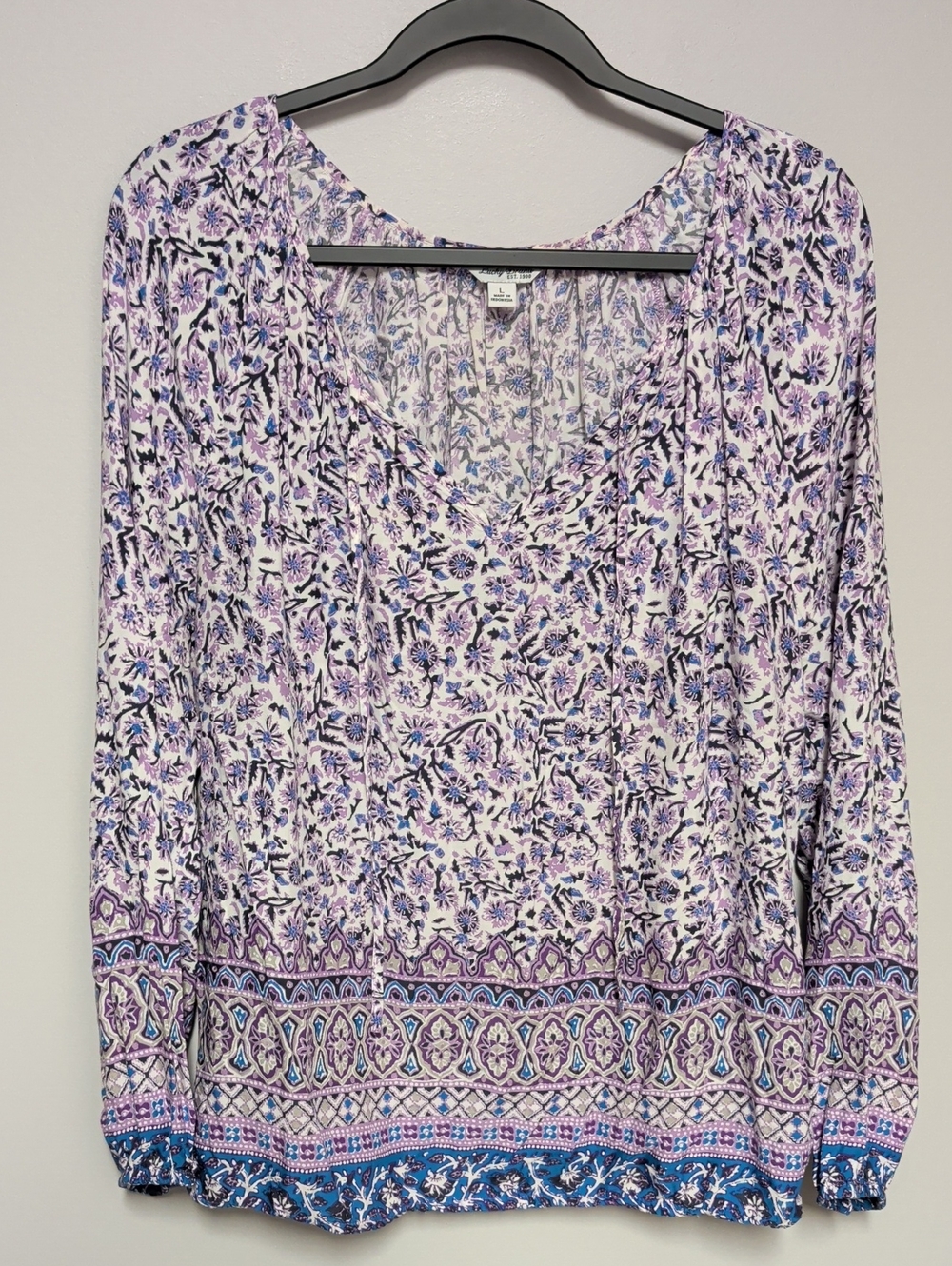 Lucky Brand Lavender Floral V-Neck Blouse